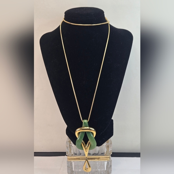 Givenchy Green and Gold Teardrop Necklace